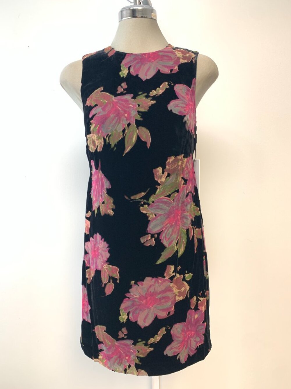 CALVIN KLEIN Women's Elegant Dress Multi Floral Black Trapeze Style size 2 & 16